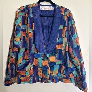 Vintage Marsha and Julio for Componix Geometric Blazer Size 14 Purple Brown